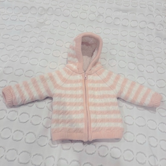 Angel Dear Sherpa Zipper Jacket with Hood in pink/white 0-6m - Picture 3 of 7